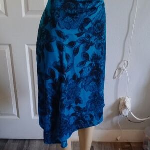 Worthington Asymmetrical Green Floral Skirt